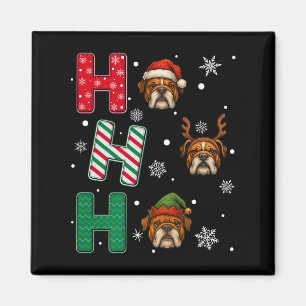 Ho Ho Ho Bulldog Dog Lover Matching Christmas Sant Magnet