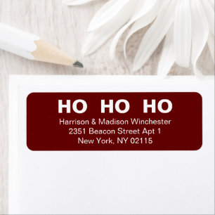 Ho Ho Ho burgundy maroon wine Christmas Return Address Label