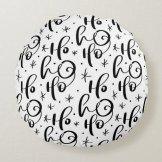 Ho Ho Ho Calligraphy Christmas Text Round Cushion