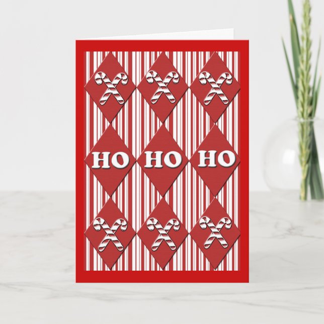 ho ho ho candy cane stripe holiday card (Front)