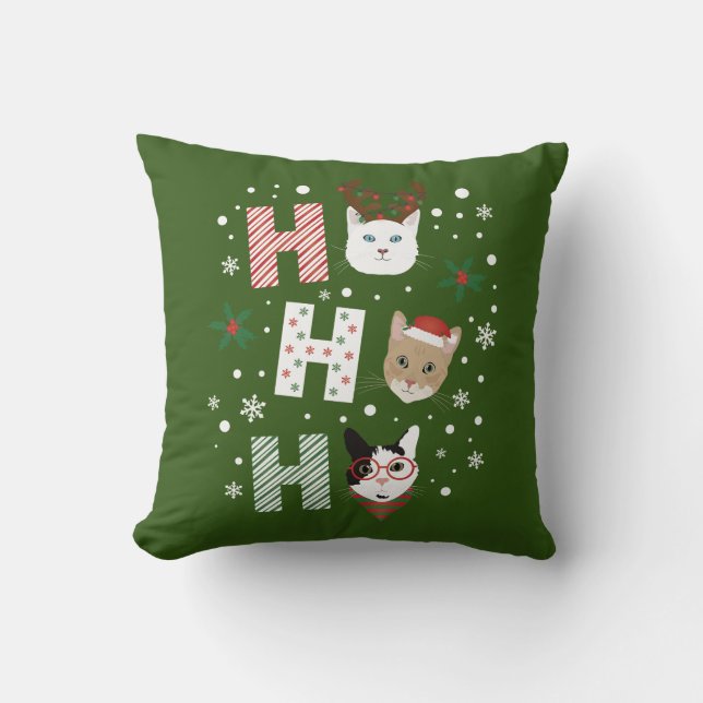 Ho Ho Ho Cats Merry Christmas Cushion (Front)