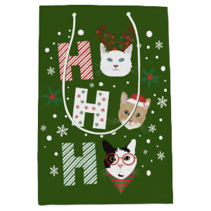 Ho Ho Ho Cats Merry Christmas Medium Gift Bag