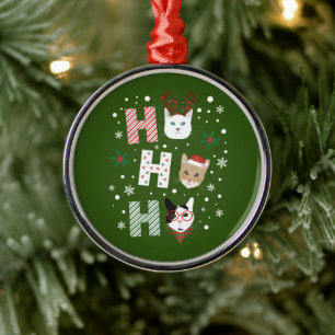 Ho Ho Ho Cats Merry Christmas Metal Ornament
