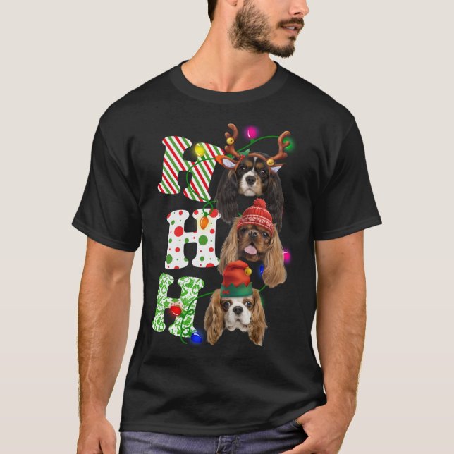 Ho Ho Ho Cavalier King Charles Spaniel Cute Christ T-Shirt (Front)