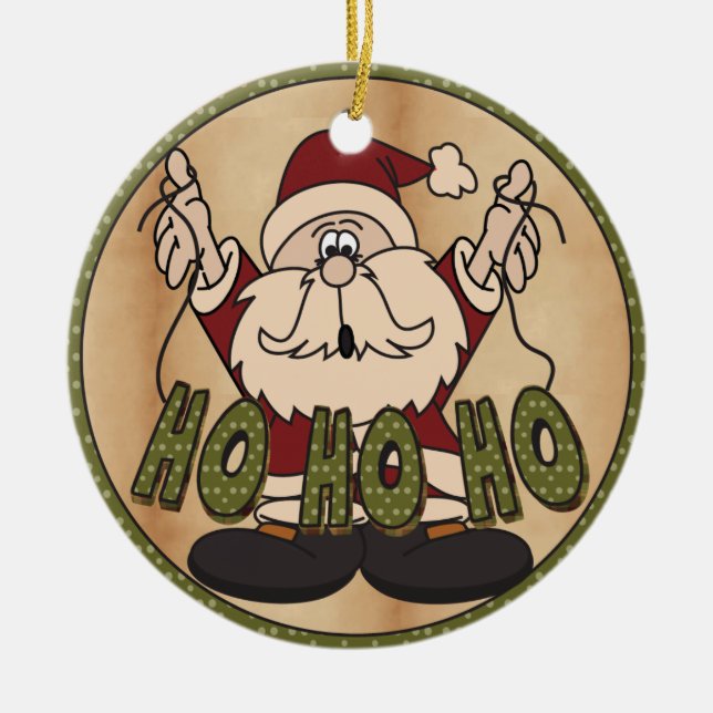 Ho Ho Ho Chirstmas Santa Ceramic Tree Decoration (Front)