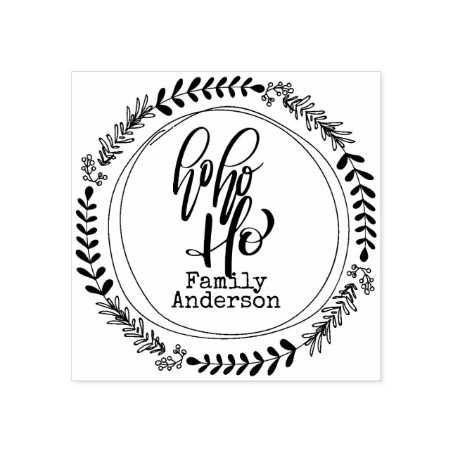 HO HO HO Christmas Calligraphy Personalised NAME Rubber Stamp (Imprint)