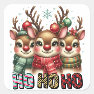 Ho Ho Ho Christmas Card Square Sticker