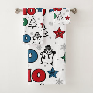 Ho-Ho-Ho Christmas design Bath Towel Set