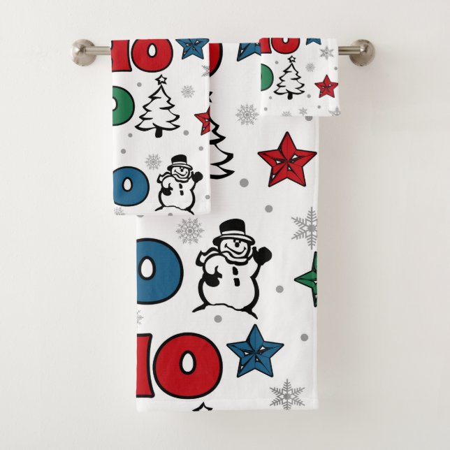 Ho-Ho-Ho Christmas design Bath Towel Set (Insitu)