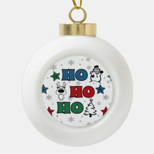 Ho-Ho-Ho Christmas design Ceramic Ball Christmas Ornament