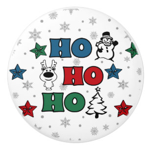 Ho-Ho-Ho Christmas design Ceramic Knob