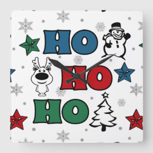 Ho-Ho-Ho Christmas design Square Wall Clock