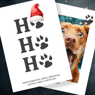 Ho Ho Ho Christmas Dog Paw Personalised Holiday Card