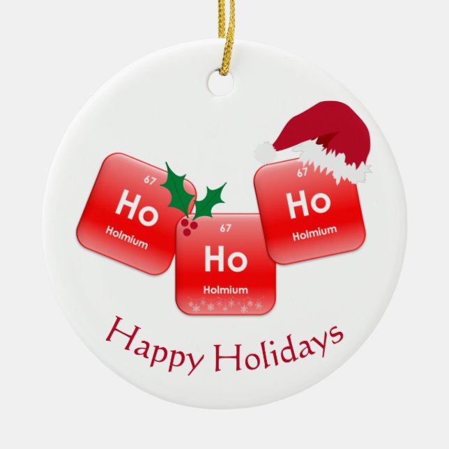 Ho Ho Ho Christmas Element Illustration Photo Ceramic Ornament (Front)