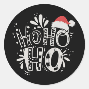 HO HO HO Christmas Family Santa Hat Holiday Classic Round Sticker
