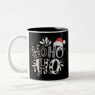 HO HO HO Christmas Family Santa Hat Holiday Two-Tone Coffee Mug