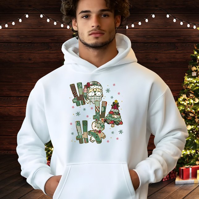 Ho Ho Ho Christmas Festive Patchwork Hoodie (Creator Uploaded)