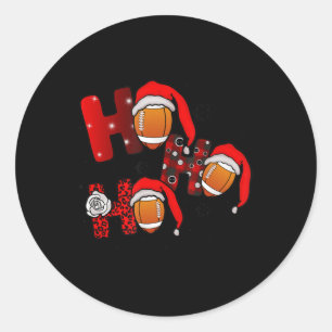 Ho Ho Ho Christmas Football Ball Santa Hat Fun Spo Classic Round Sticker