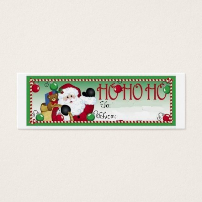 Ho Ho Ho Christmas Gift Tag Card (Front)