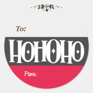Ho Ho Ho Christmas Gift Tag Round Sticker