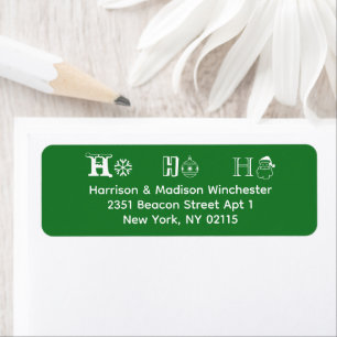 Ho Ho Ho Christmas green cute Return Address Label