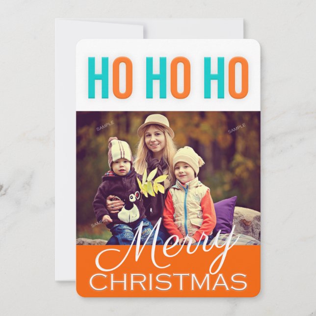 HO HO HO Christmas Greetings Photo Card (Front)