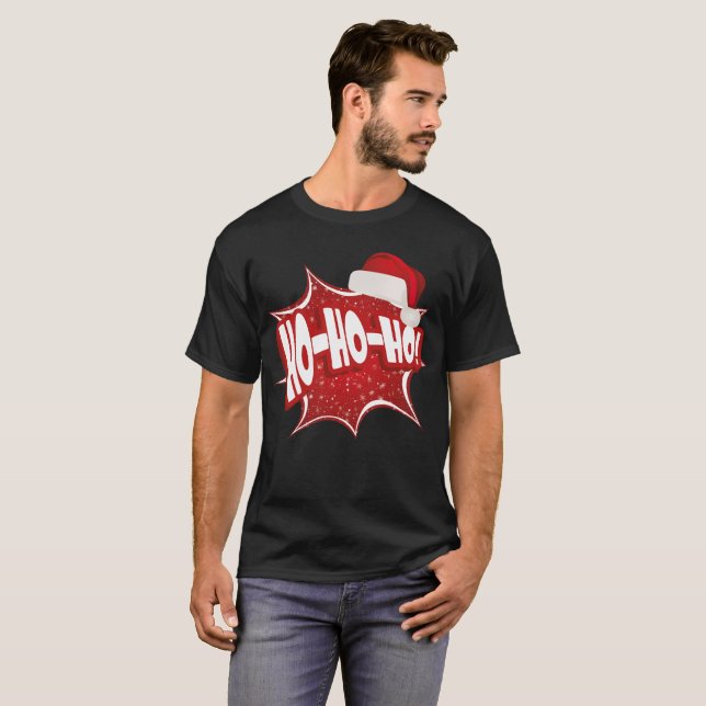 Ho Ho Ho | Christmas Hat Modern T-Shirt (Front Full)
