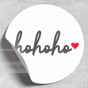 Ho Ho Ho   Christmas Heart Modern Minimalist Classic Round Sticker
