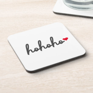 Ho Ho Ho   Christmas Heart Modern Minimalist Coaster