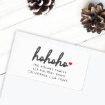 Ho Ho Ho | Christmas Heart Modern Minimalist Label<br><div class="desc">Modern,  minimalist holiday return address label with "ho ho ho" in script handwriting style typography followed by a red heart. The name and address can easily be personalised for a personal touch.</div>