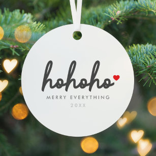 Ho Ho Ho   Christmas Heart Modern Minimalist Metal Tree Decoration