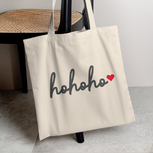 Ho Ho Ho | Christmas Heart Modern Minimalist Tote Bag