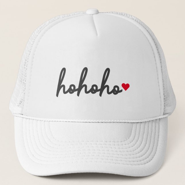 Ho Ho Ho | Christmas Heart Modern Minimalist Trucker Hat (Front)