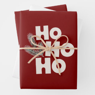 Ho Ho Ho Christmas Holiday Gifts Seasonal  Wrapping Paper Sheet
