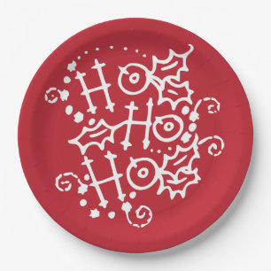 Ho Ho Ho Christmas Holiday Paper Plates