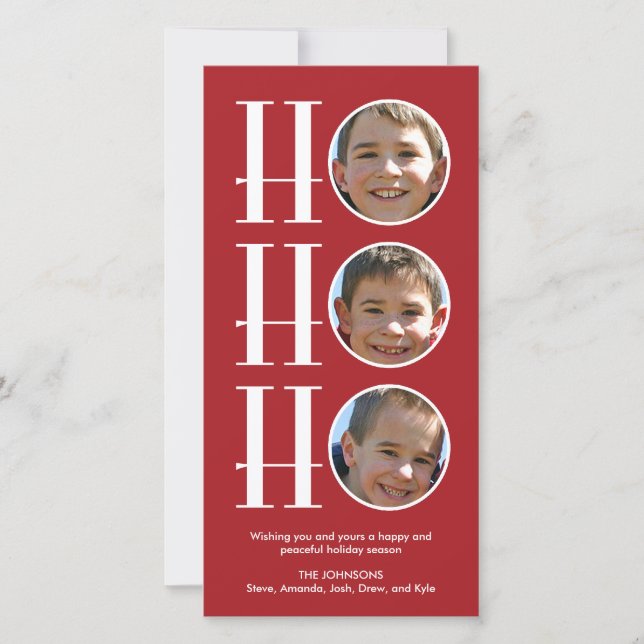 Ho Ho Ho - Christmas/Holiday Photo Card (Front)