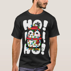 Ho Ho Ho Christmas Lights Cute Penguin T-Shirt