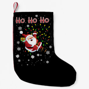 Ho Ho Ho Christmas Lights Xmas Funny Santa  Small Christmas Stocking