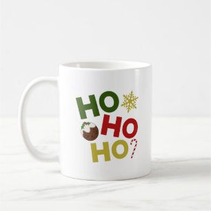 HO HO HO+Christmas Pudding, Candy, Snowflake Coffee Mug