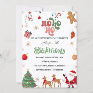 Ho Ho Ho Christmas Santa 3st Birthday Party  Invitation