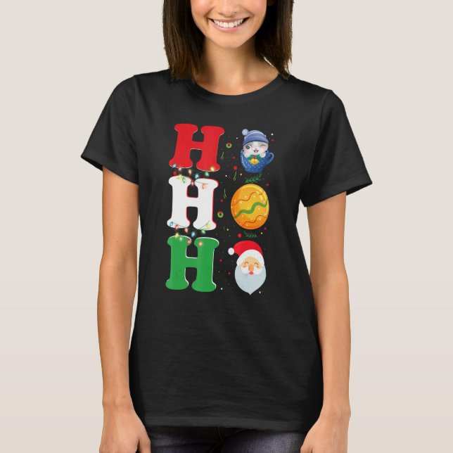 Ho Ho Ho Christmas Santa Hat Xmas PJ T-Shirt (Front)