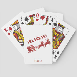 HO HO HO Christmas Santa Sleigh With Reindeer Playing Cards