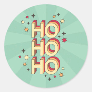 Ho ho ho christmas seasonal text and stars classic round sticker