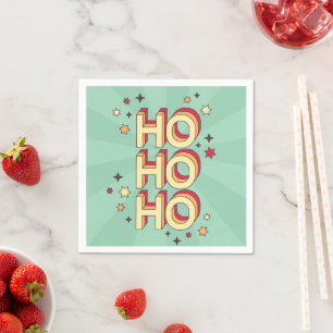 Ho ho ho christmas seasonal text and stars napkin