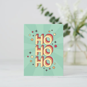 Ho ho ho christmas seasonal text and stars postcard