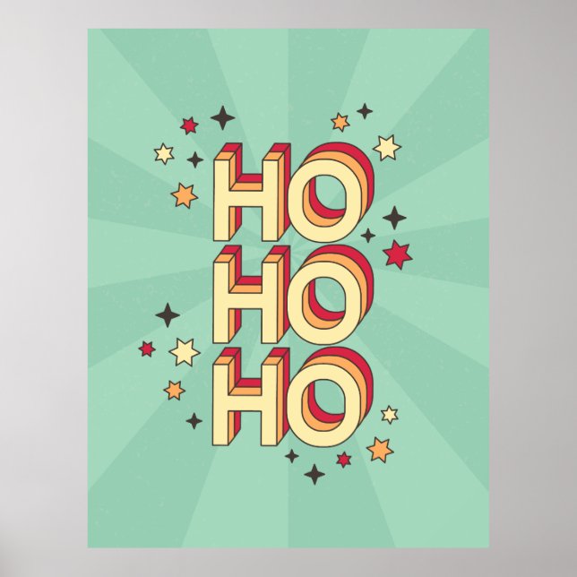Ho ho ho christmas seasonal text and stars poster (Front)