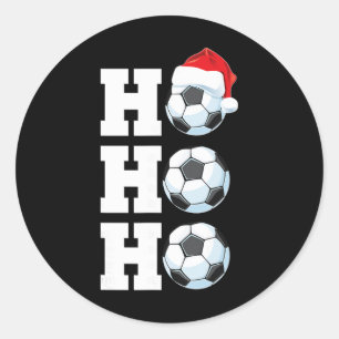 Ho Ho Ho Christmas Soccer Byll Santa Hat Funny Soc Classic Round Sticker