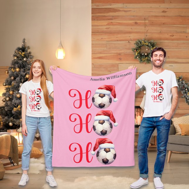 Ho Ho Ho Christmas Soccer / Football Fleece Blanket (Creator Uploaded)