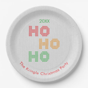 Ho Ho Ho Christmas Sweater Typography Paper Plate