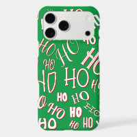 HO HO HO Christmas text pattern white green red